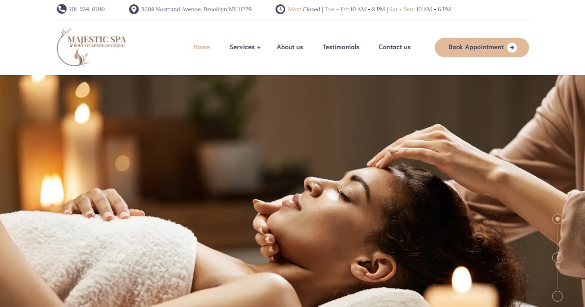 Clean, professional medical spa treatment room with neutral tones at Majestic Spa & Body Sculpting Boutique in Brooklyn